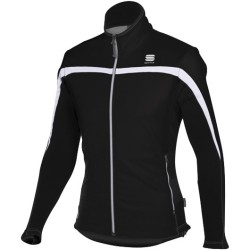 разминочная куртка Sportful Squadra 2 WS Jacket чёрная с белой вставкой